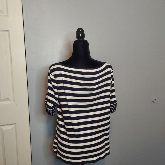 Lauren Ralph Lauren Striped Quarter Length Shirt Size XL Juniors - Picture 5 of 7
